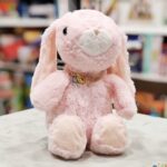 عروسک پولیشی خرگوش گردنبند دار عروسکی چشم پلاستیکی وارداتی ارتفاع 32 سانت