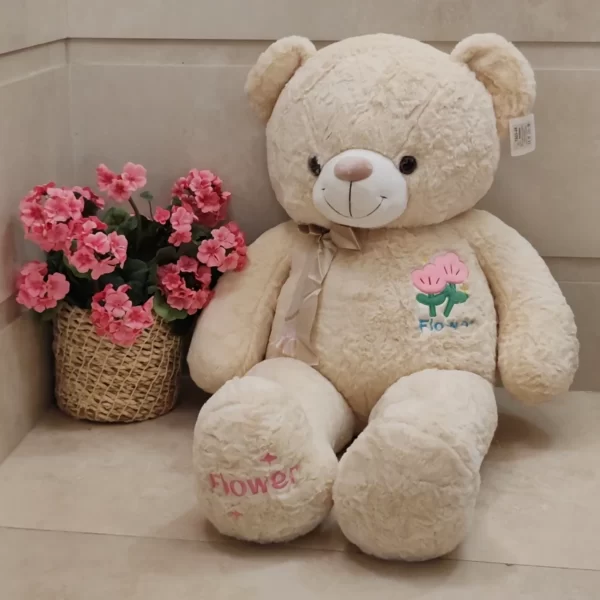 عروسک خرس بزرگ پولیشی وارداتیflower - Image 9