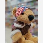 عروسک خرس کت چرم پولیشی درجه یک وارداتی - تصویر 3